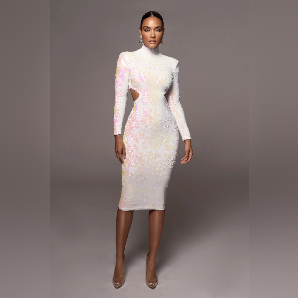 JLUXLABEL Sequin Cut Out Midi Dress Birthday Dress